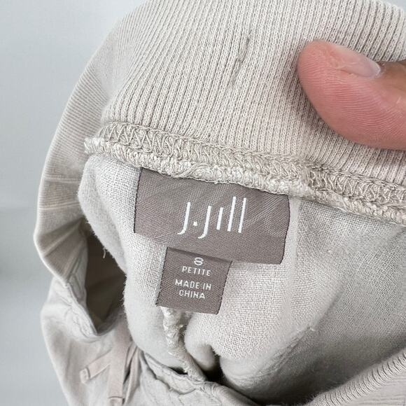 J. Jill Cropped Linen Pants Women's 8 Petite Cream Straight Leg Front Tie - Picture 5 of 9